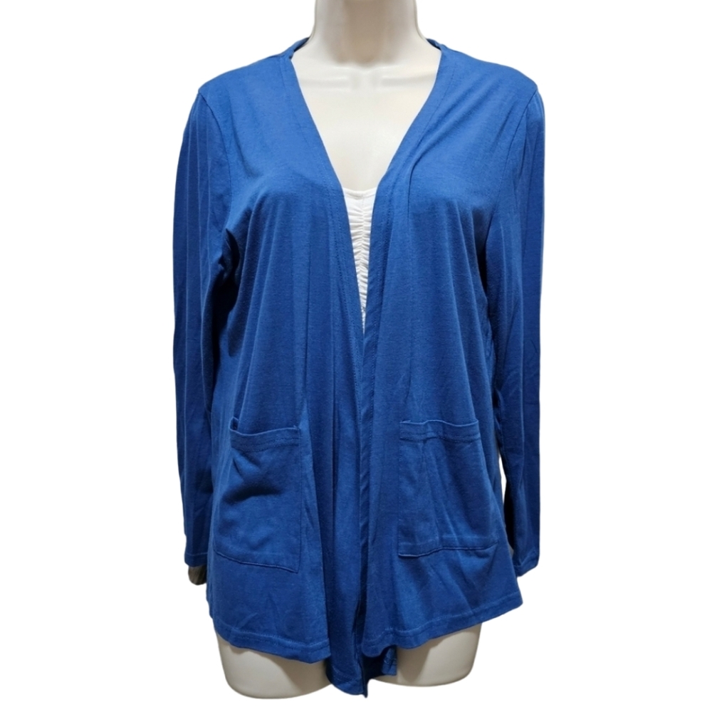 Women's Blue Open Front Cardigan
